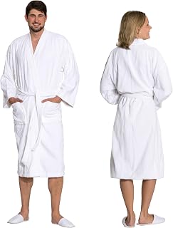 ZOLLNER Bathrobe in white, skin-friendly and super absorbent, for women and men, cotton, size S-6XL, washable at 203 °C, hotel quality, Oeko Tex® certified, 019