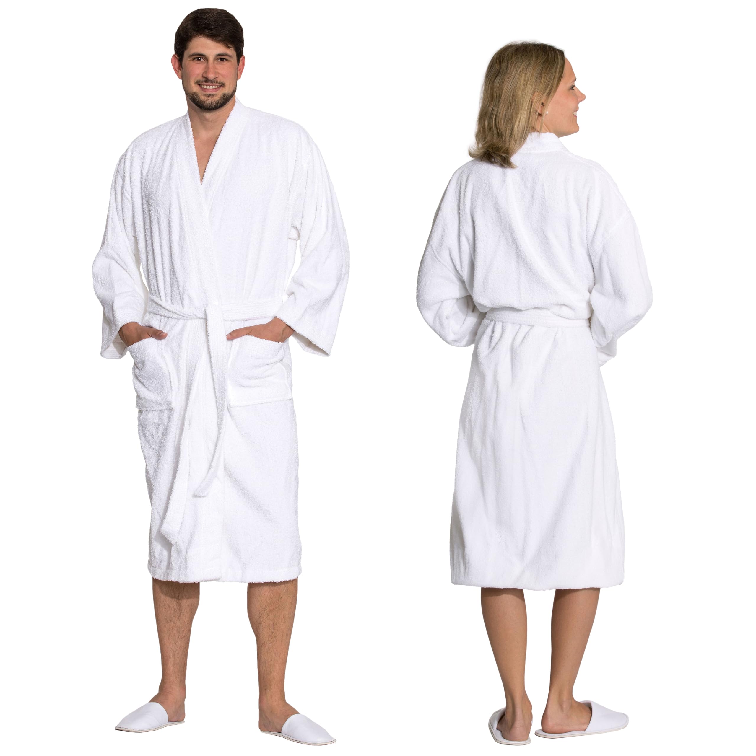 ZOLLNER Bathrobe in white, skin-friendly and super absorbent, for women and men,