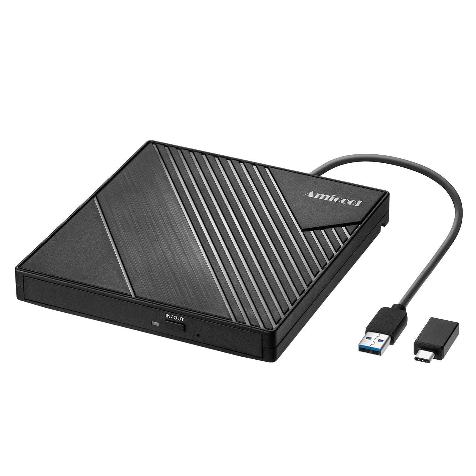 Amicool External DVD Drive USB 3.0 USB C CD Burner CD/DVD +/-RW Optical Drive, S