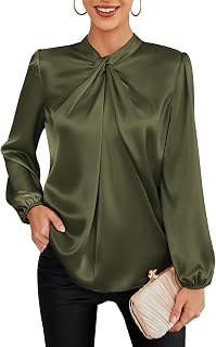 GRACE KARIN Women Business Casual Long Sleeve Satin Blouse