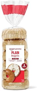 Amazon Grocery, Plain Bagels, Pre-Sliced, 21 Oz, 6 Ct