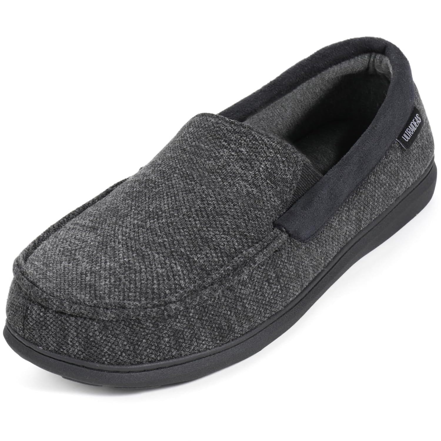 ULTRAIDEAS Mens Soft Memory Foam Moccasin Slippers with Non Slip Rubber Insole, 