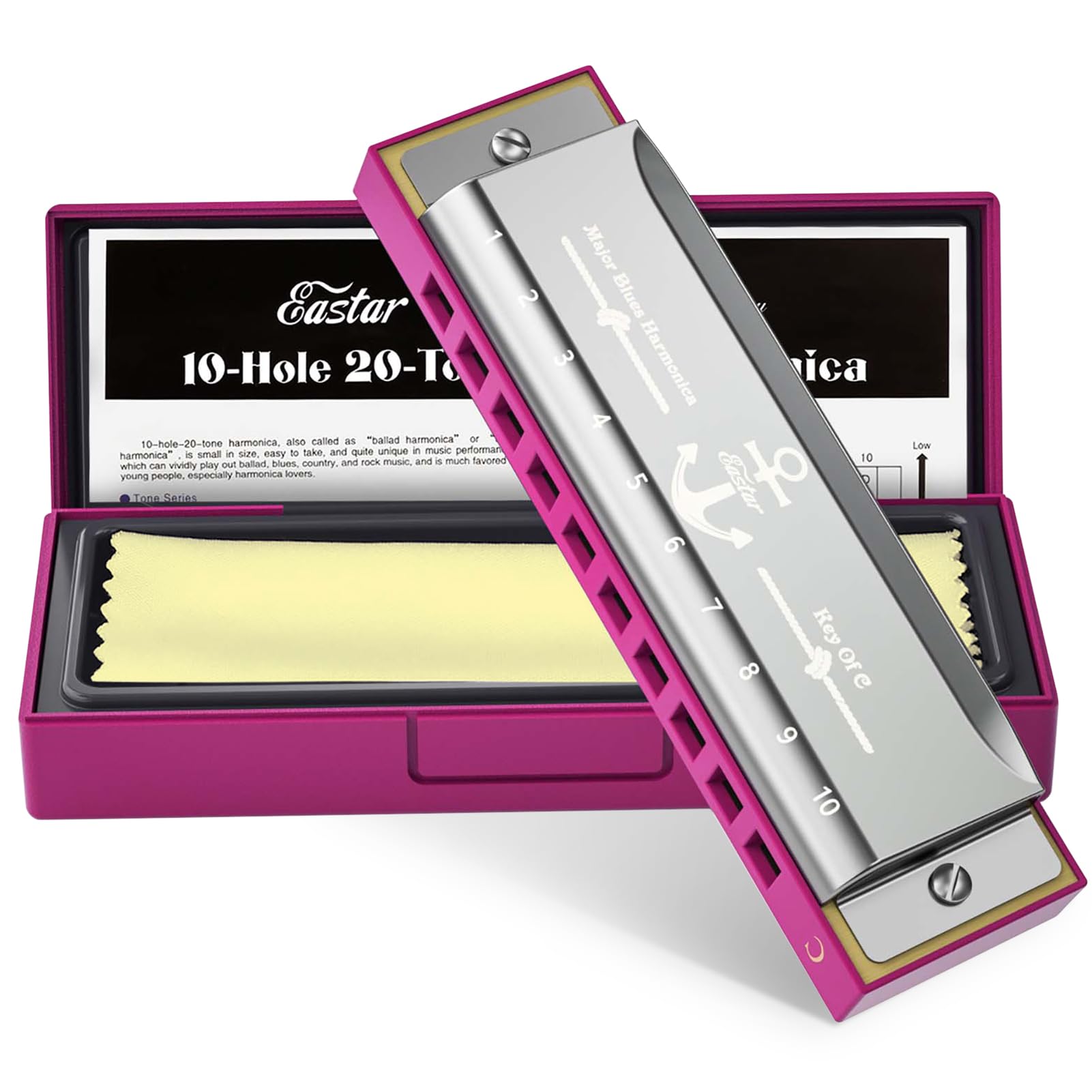 Eastar Major Blues Diatonic Harmonica 10 Holes C Key Mouth Organ for Kids Adults