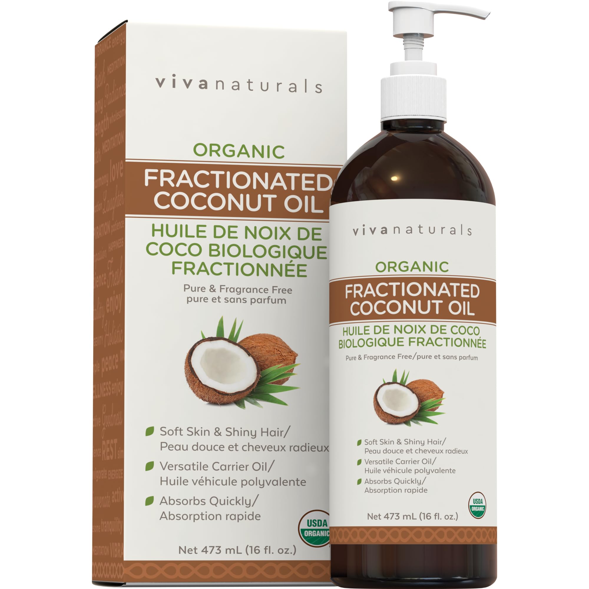 Viva Naturals Organic Fractionated Coconut Oil – Massage Oil, 16 fl oz (473 mL)