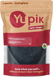 Yupik Organic Black Beluga Lentils, 1kg, Non-GMO, Vegan, Gluten-Free, Kosher, Raw, Sugar-Free - Rich in Protein, Fiber & Iron, Perfect for Soups & Salads