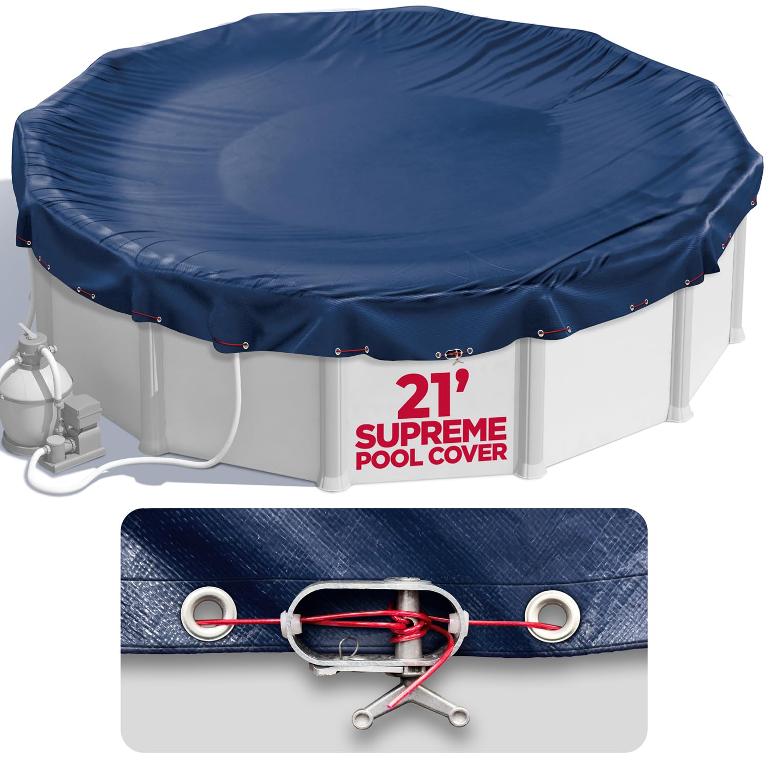 21 ft Round Winter Pool Cover for Above Ground Pools, Navy Blue, Resistant | Dur