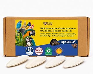 Birds LOVE 3.5-4″ Cuttlebone for Birds – 100% Natural Sun-Dried Calcium & Beak Conditioning Supplement for Parakeets, Budgies, Cockatiels, Finches & Canaries – 4 Pack with Holder – Made in Vietnam