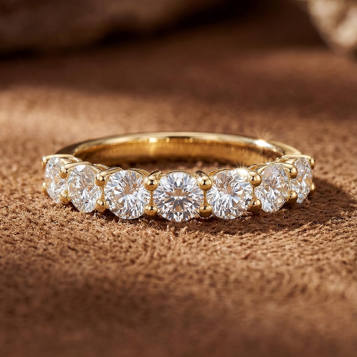 1pc Sparkle Seven Cubic Zirconia Engagement Wedding Band for Women Ring Sterling