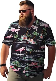 Weecreeture Floral Hawaiian Shirt Men Summer Button Down Shirt Short Sleeve Shirt Men Beach Tropical Casual Aloha Shirt