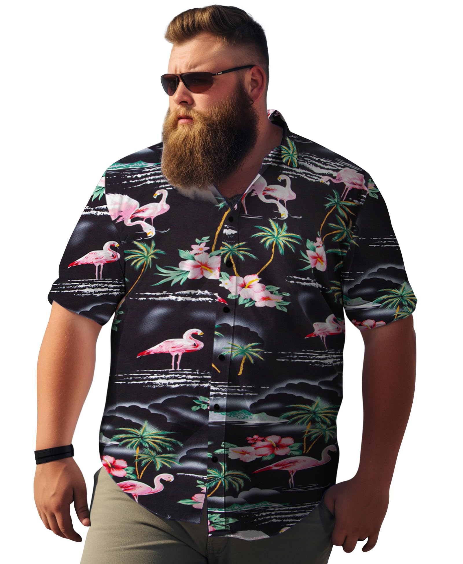 Weecreeture Floral Hawaiian Shirt Men Summer Button Down Shirt Short Sleeve Shir