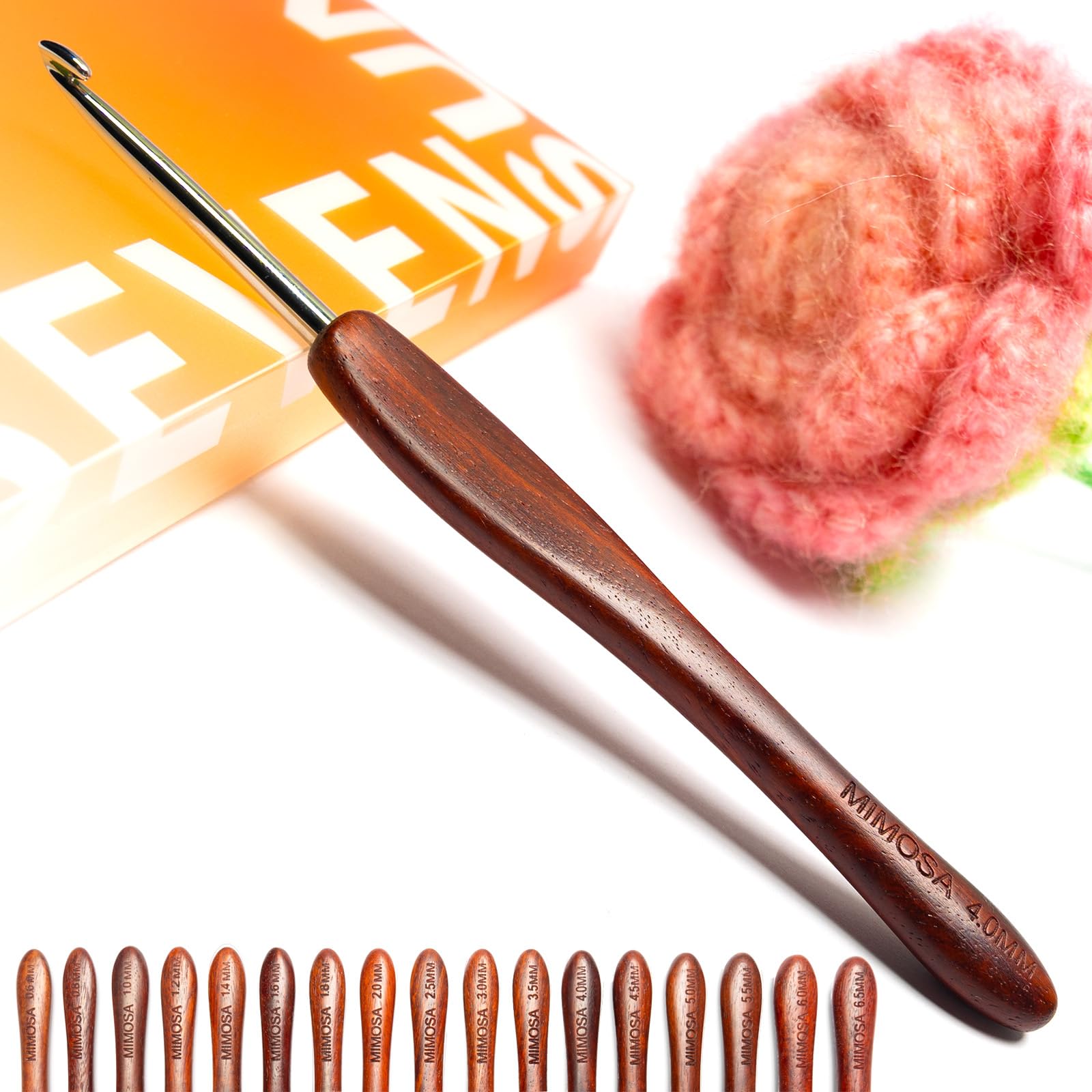 SEVENSUN MIMOSA 4mm Crochet Hooks, Hand Polished Stainless Steel Crochet Hook wi