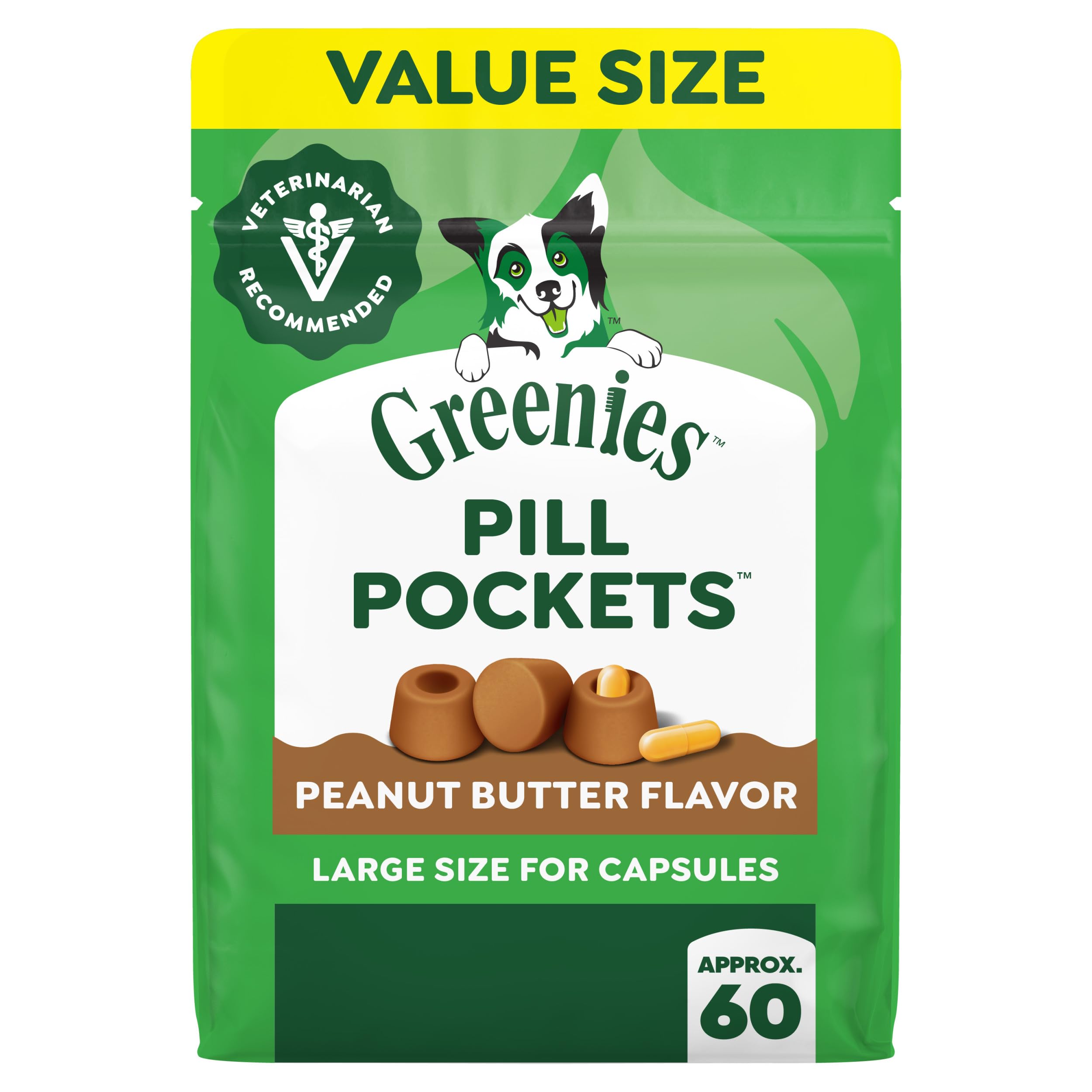 Greenies Pill Pockets Large Size Dog Treats, Peanut Butter, 15.8 oz | Vet-recomm