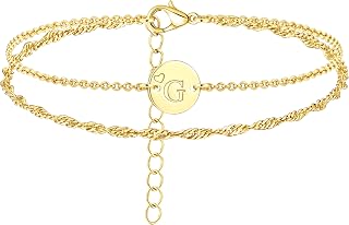 Gold Initial Heart Bracelets for Girl Women Trendy, Layered Dainty Initial Gifts Personalized Disc Letter Charm A-Z Bracelets for Teen Girl Women Jewelry Gifts