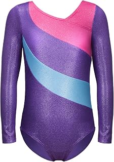 XiaoMoSha Gymnastics Leotards for Girls Long Sleeve/Sleeveless Dance Leotard Sparkle Ballet Dancewear for Kids 2-14 Years