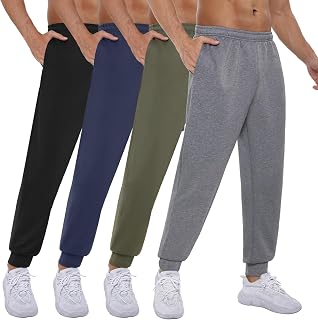 4-Pack Mens Jogger-Sweatpants Pockets - Athletic Pants for Men Gym Workout