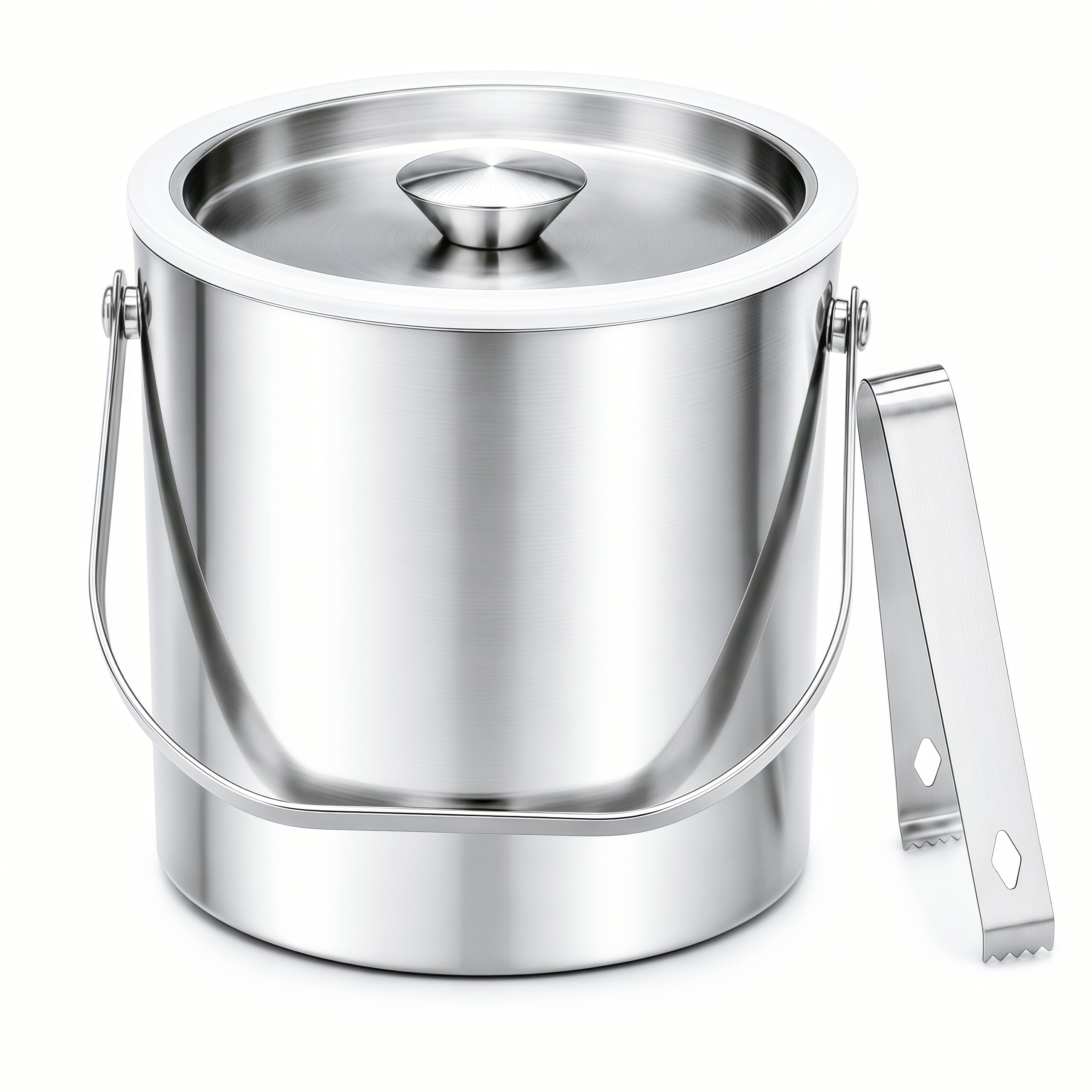 MISKIS 3L Stainless Steel Ice Bucket with Lid & Tongs for Parties | Double-wall 