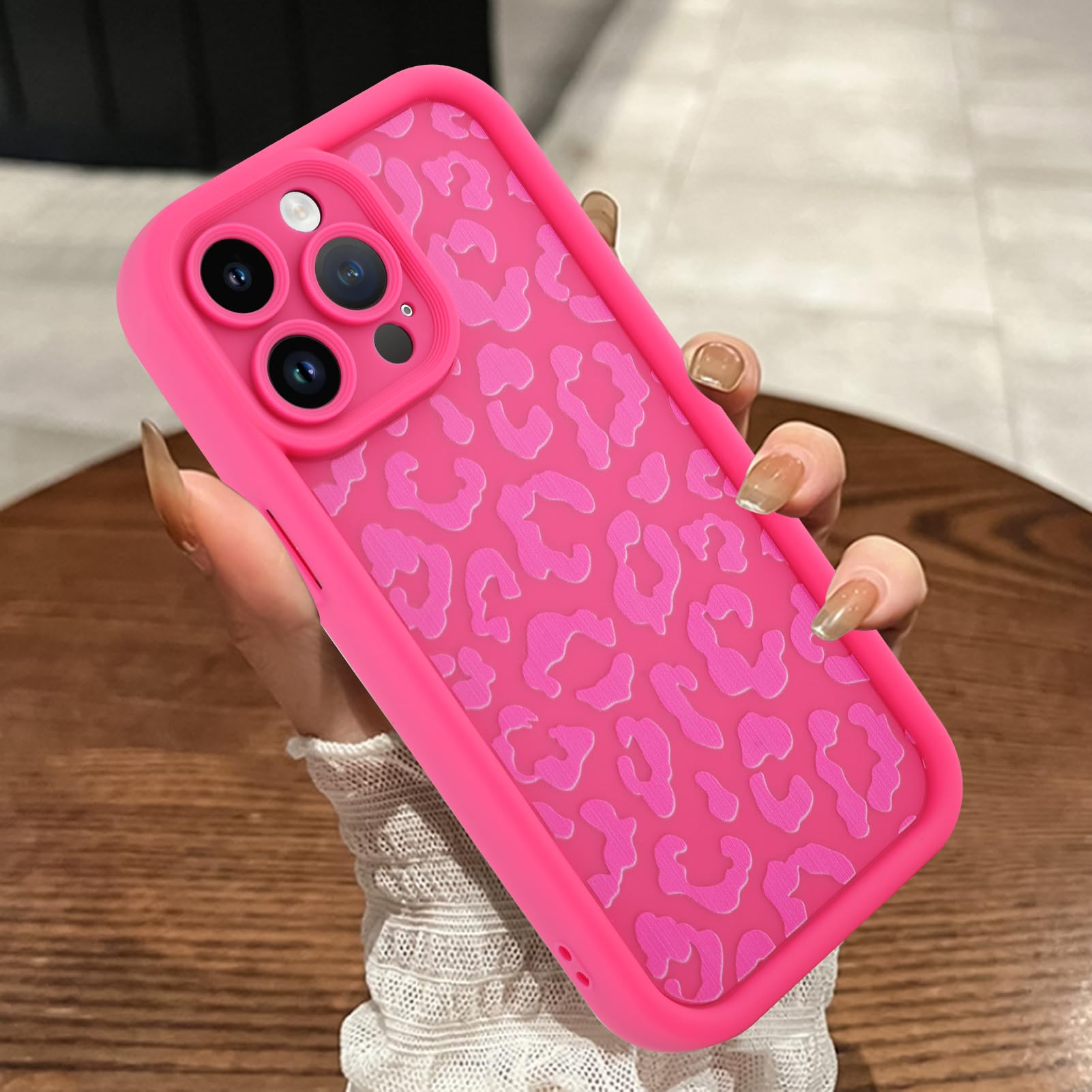 Compatible with iPhone 14 Pro Case, Cheetah Print, Hot Pink