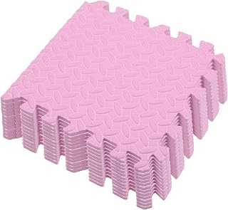 12pcs EVA Foam Mat: Interlocking Floor Tiles Playground Flooring Puzzle Mat 1Sqm Coverage Interlocking Floor Tiles Anti-Skid Mat with Finishing Border (Pink)