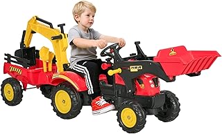 Aosom 3 in1 Kids Ride On Excavator/Bulldozer Move Forward/Back 6 Wheels