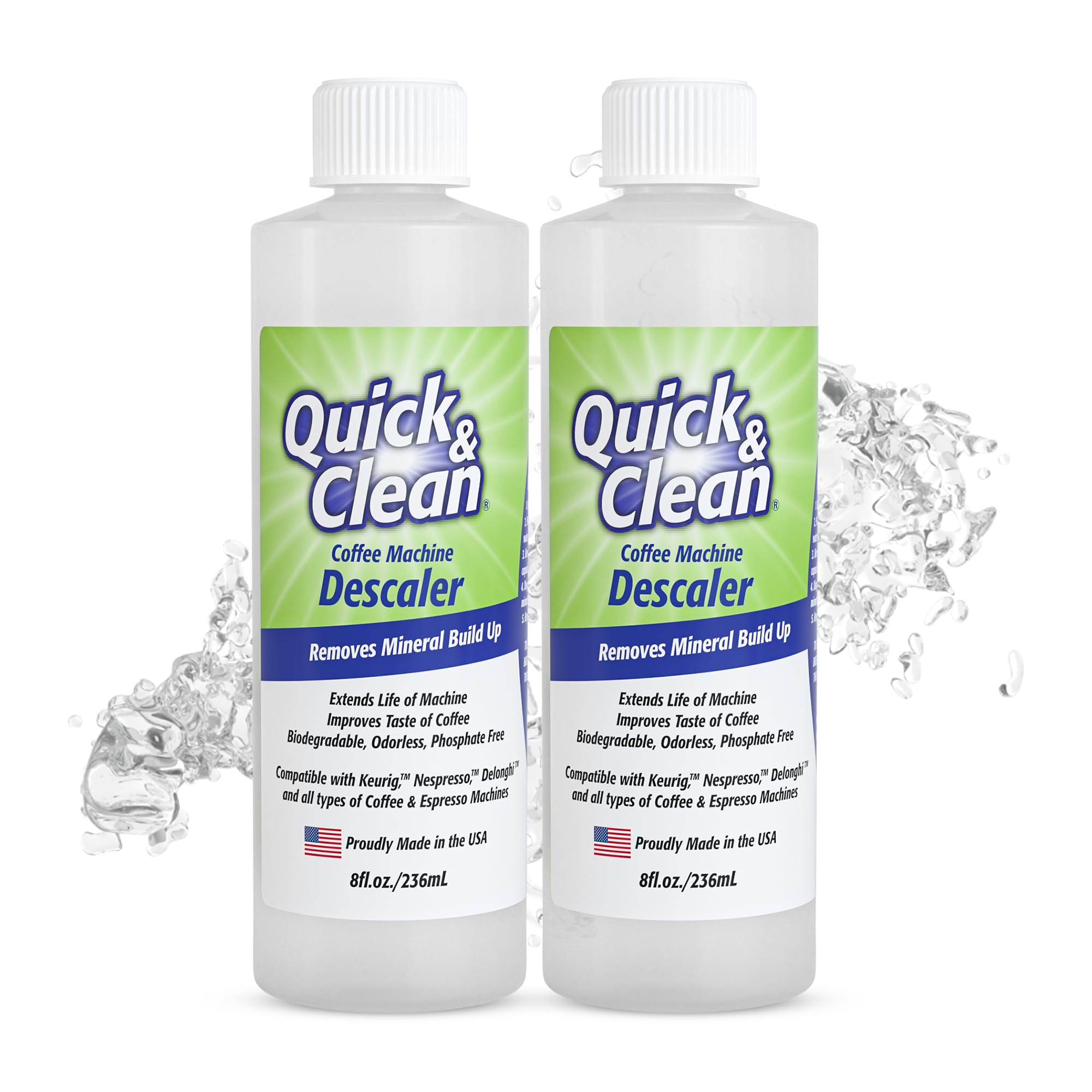 Quick & Clean 2-Pack Descaler (8 Total Uses) - Made in the USA - Descaling Solut