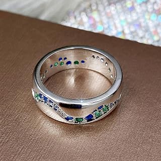 Wave Design Shiny Cubic Zirconia Ring for Women Everyday Versatile Jewelry