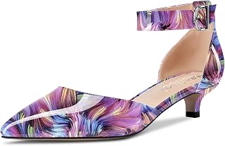 Aachcol レディース キトン ローヒール アンクルストラップ パンプス ポインテッドトゥ サンダル ドレスシューズ パーティー オフィス ウェディング 1.5インチ