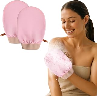 2 Pack Exfoliating Bath & Shower Gloves Exfoliating Gloves - Eliminates Dead Impurities for Smoother, More Gentle Softness