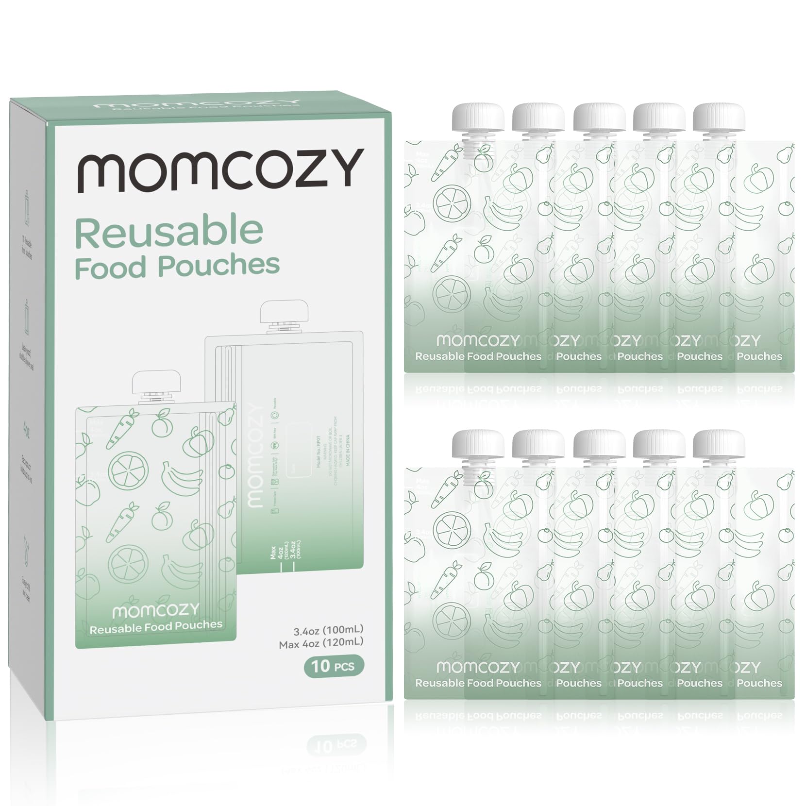 Momcozy Reusable Baby Food Pouches, Baby Food Maker Pouches for Toddlers | BPA F