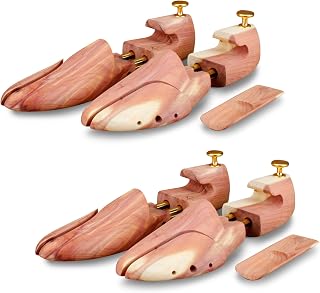 Langer & Messmer Cedar Wood Shoe Trees for Men and Women, Cedar Wood Shoe Horn Included, Double Sizes 34-50, The Original! 1, 2 or 5 Pairs