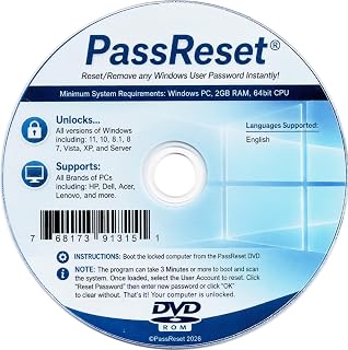 Password Reset Recovery Disk for Windows 11 ,10 ,8.1 ,7 ,Vista , XP, Server Compatible with all brands of PC Laptops and Desktops