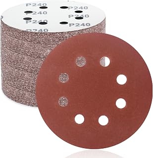 FEIHU 50 Pieces Sanding Discs 125 mm, Circular Sanding with 8 Holes for Eccentric Sander and Orbital Sander 240 Grit
