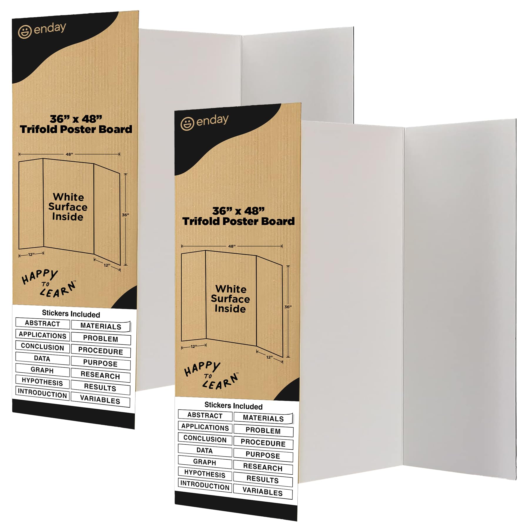 White Trifold Presentation Board 36" x 48" (Pack of 2) Self-Adhesive Science Sub