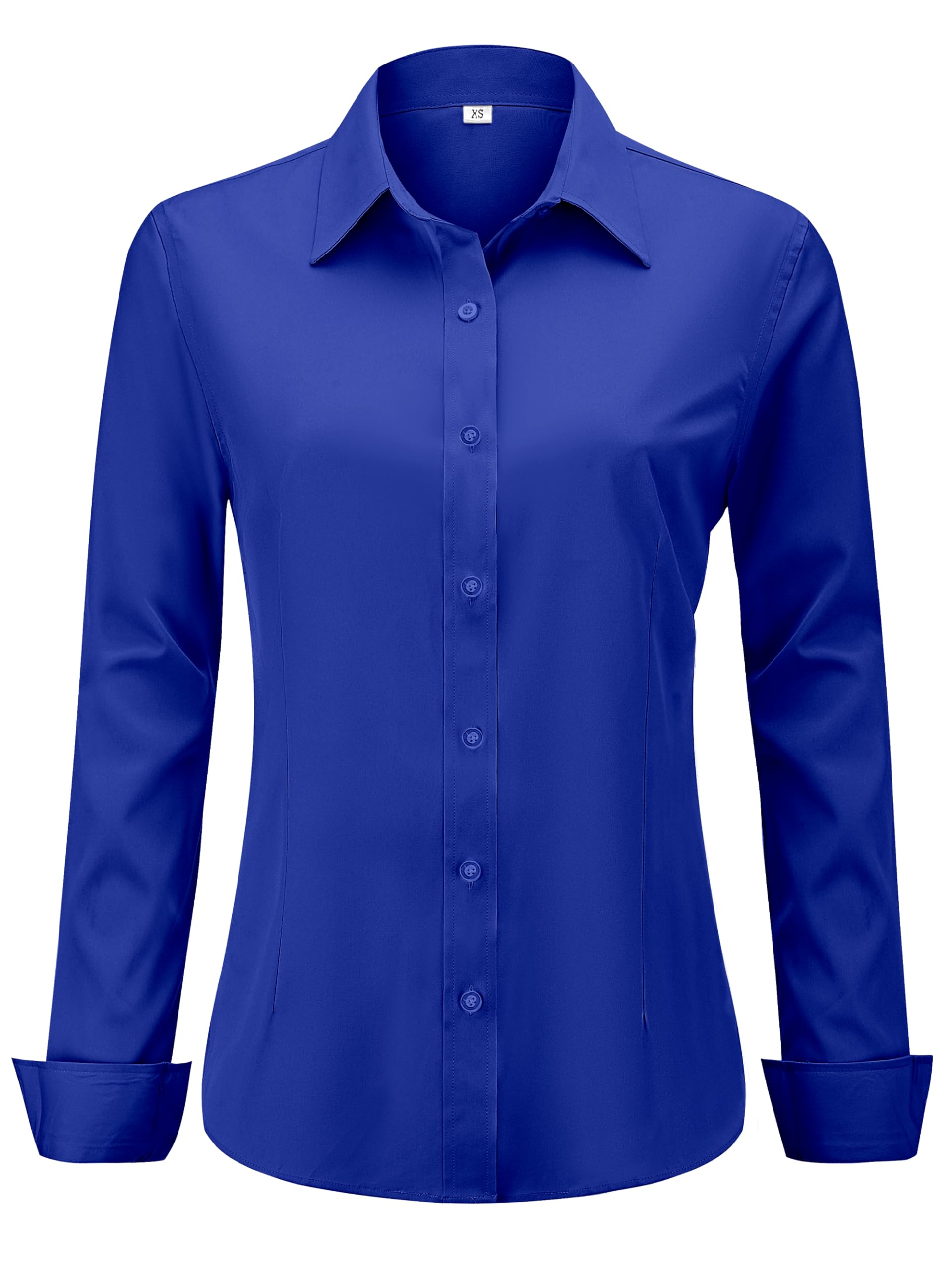 hearain Soft Wrinkle-Free Women's Button Down Dress Shirts Solid Long Sleeve Wor