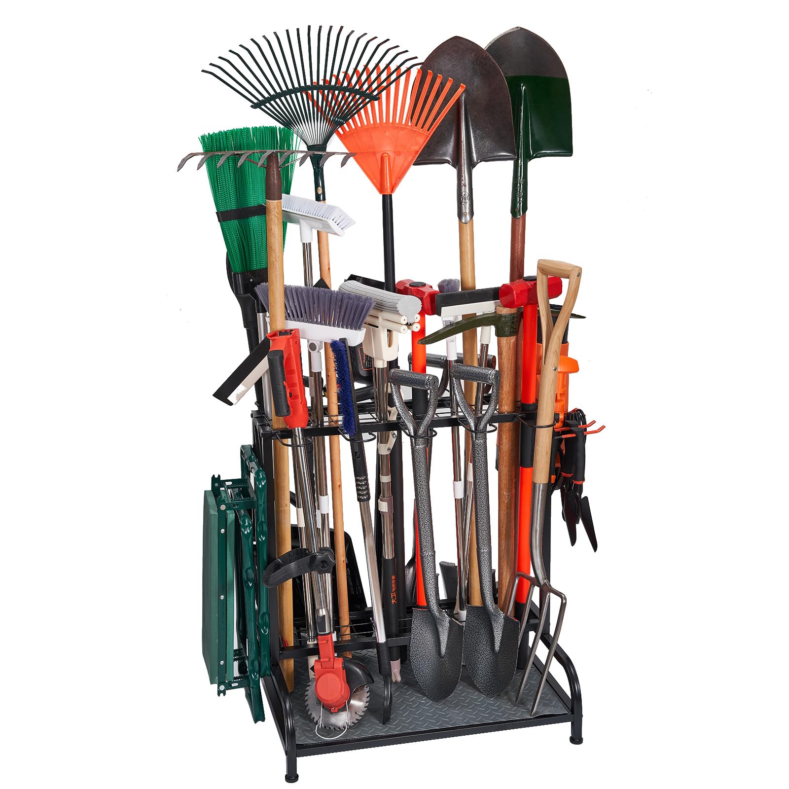 Garden Tool Organizer, Yard Tools Rack Holds 55 Long-Handled Tools/Rakes/Brooms 