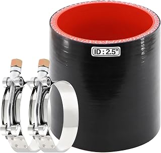 2.5 inch(63mm) Straight Silicone Hose Coupler 2-1/2 Reinforced High Temp Intake Hose for Turbo/Intercooler/Radiator/Exhaust, 3 inch Leg Length 4-Ply with 2PCS Clamps