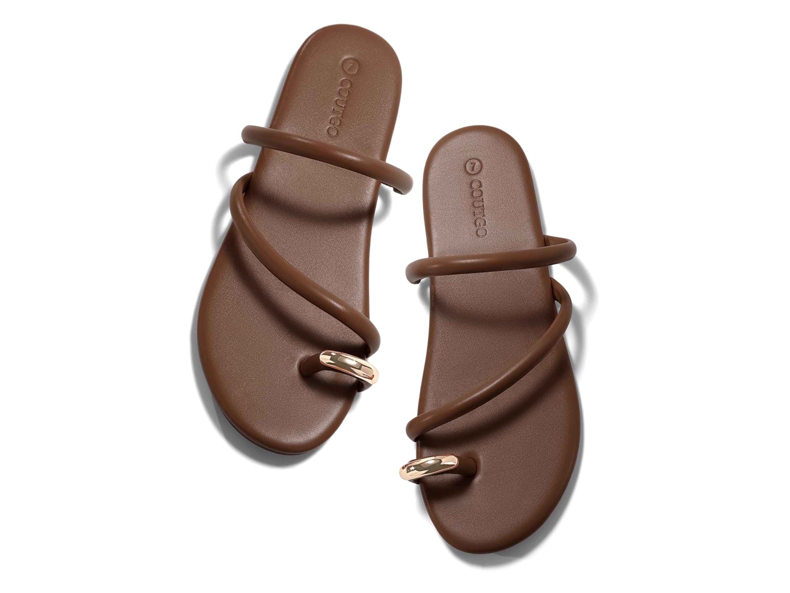 Coutgo Women Flat Sandals Square Strap Open Toe Flip Flops Toe Ring Summer Shoes
