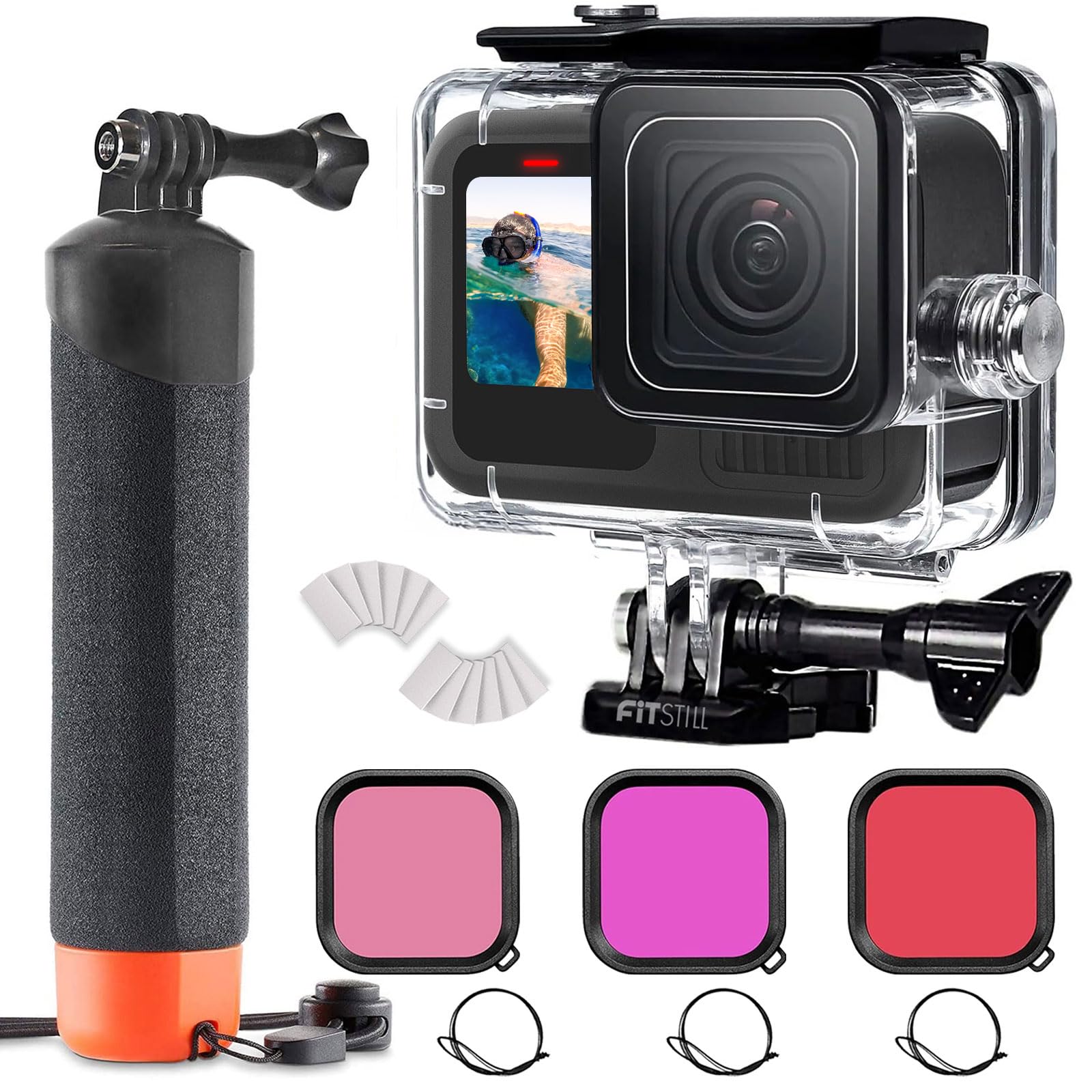 FitStill Waterproof Protective Case for Go Pro Hero 13/12/11/10/9 Black | 60M/19