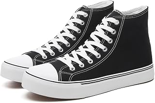 yageyan Men’s High Top Canvas Sneakers Fashion Lace up Walking Shoes Casual Classic
