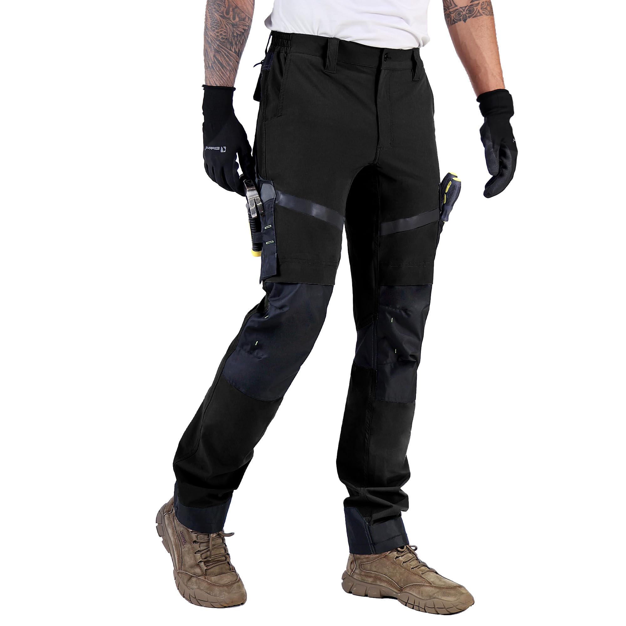 Ellobird Construction Work Pants for Men Cargo 4 Way Stretch Relaxed Fit Water R
