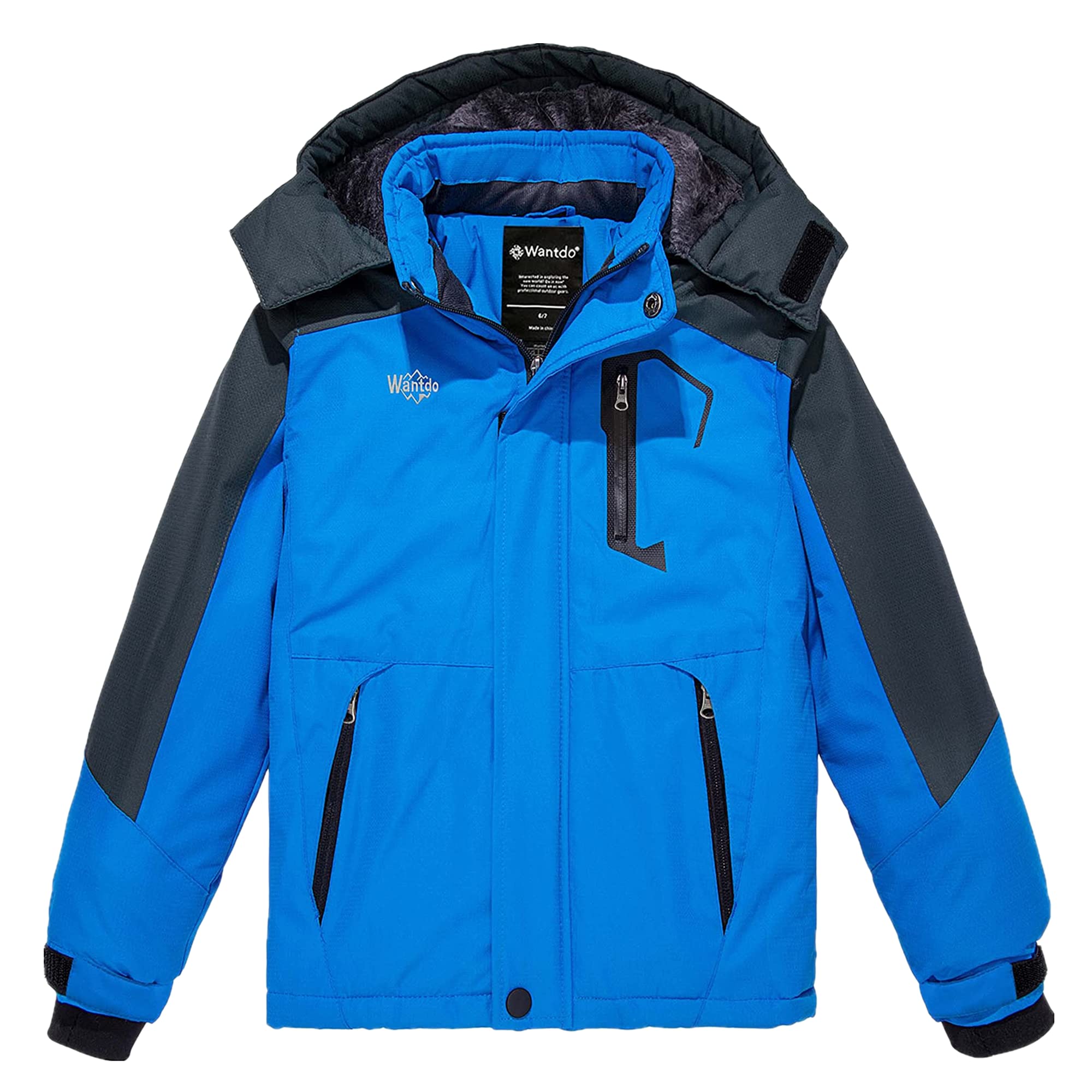 Wantdo Boys' Mountain Ski Jacket Warm Winter Fleece Coats Waterproof Breathable 