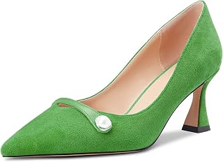 Castamere Women's Chunky Medium Width Pointed Toe Slip-on Pumps Wedding Office 6.5 CM Heels