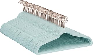 Amazon Basics Velvet Non-Slip Hangers Mint Green/Rose Gold, 100 Count
