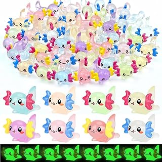 32 Axolotls Mini Luminous Resin Figures Glow in the Dark Small Animals Axolotls to Hide Miniature Garden Figures for Dollhouse Micro Landscape