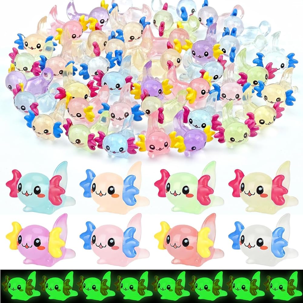 32 Axolotls Mini Luminous Resin Figures Glow in the Dark Small Animals Axolotls 