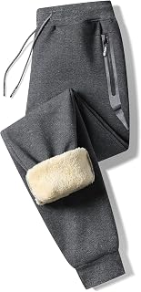 Tansozer Mens Sweatpants Sherpa Fleece Lined Pants with Zipper Pockets