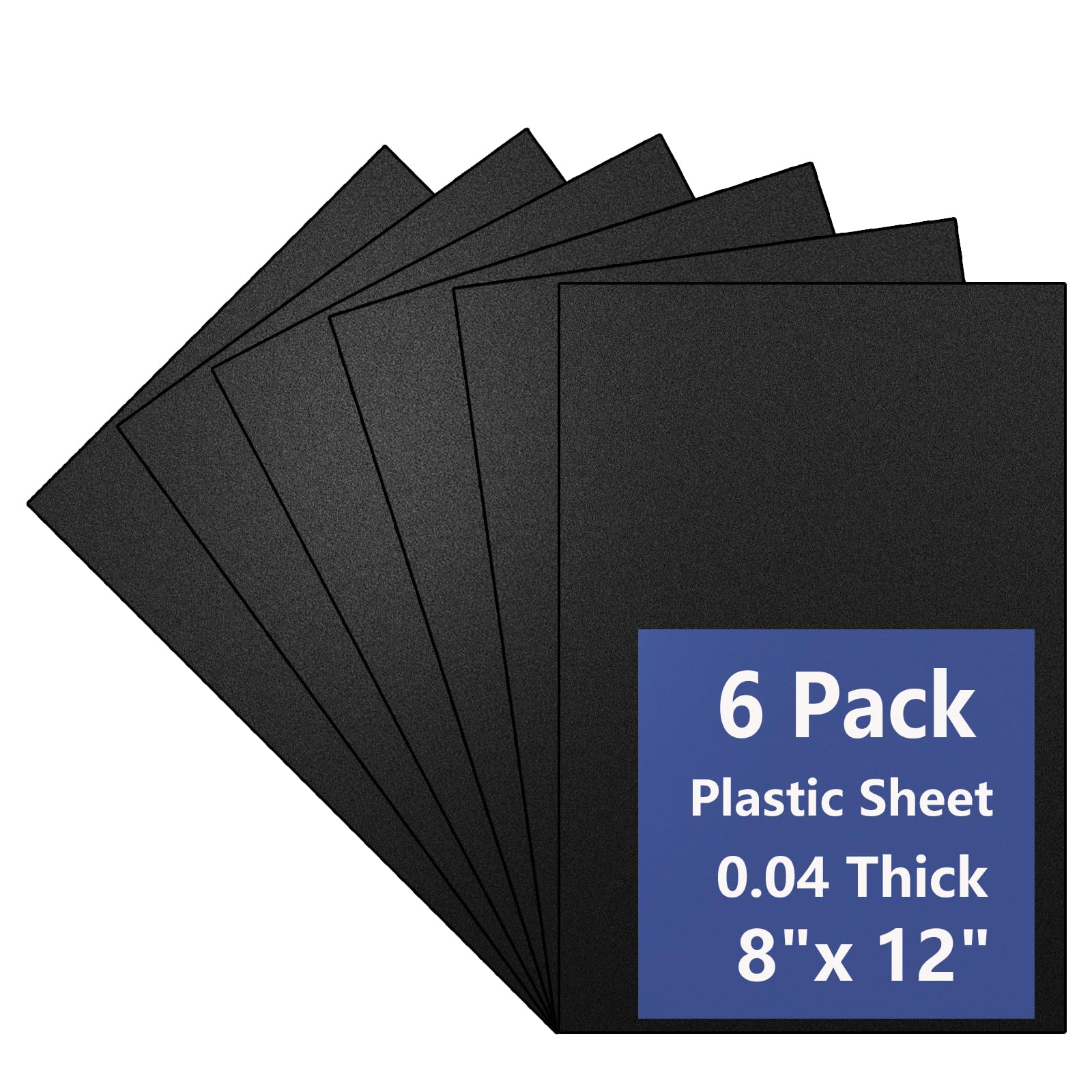 6 Pack Black Plastic Sheet 8x12x0.04 in Flexible Plastic Sheets | Black High Ten