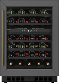 KoolMore Reserve 24 in. Under-Counter Panel Ready Dual Zone Built-in Wine Cooler with Black Shelves and 45 Bottle Capacity in Black (KM-CW46DZ-BPR)