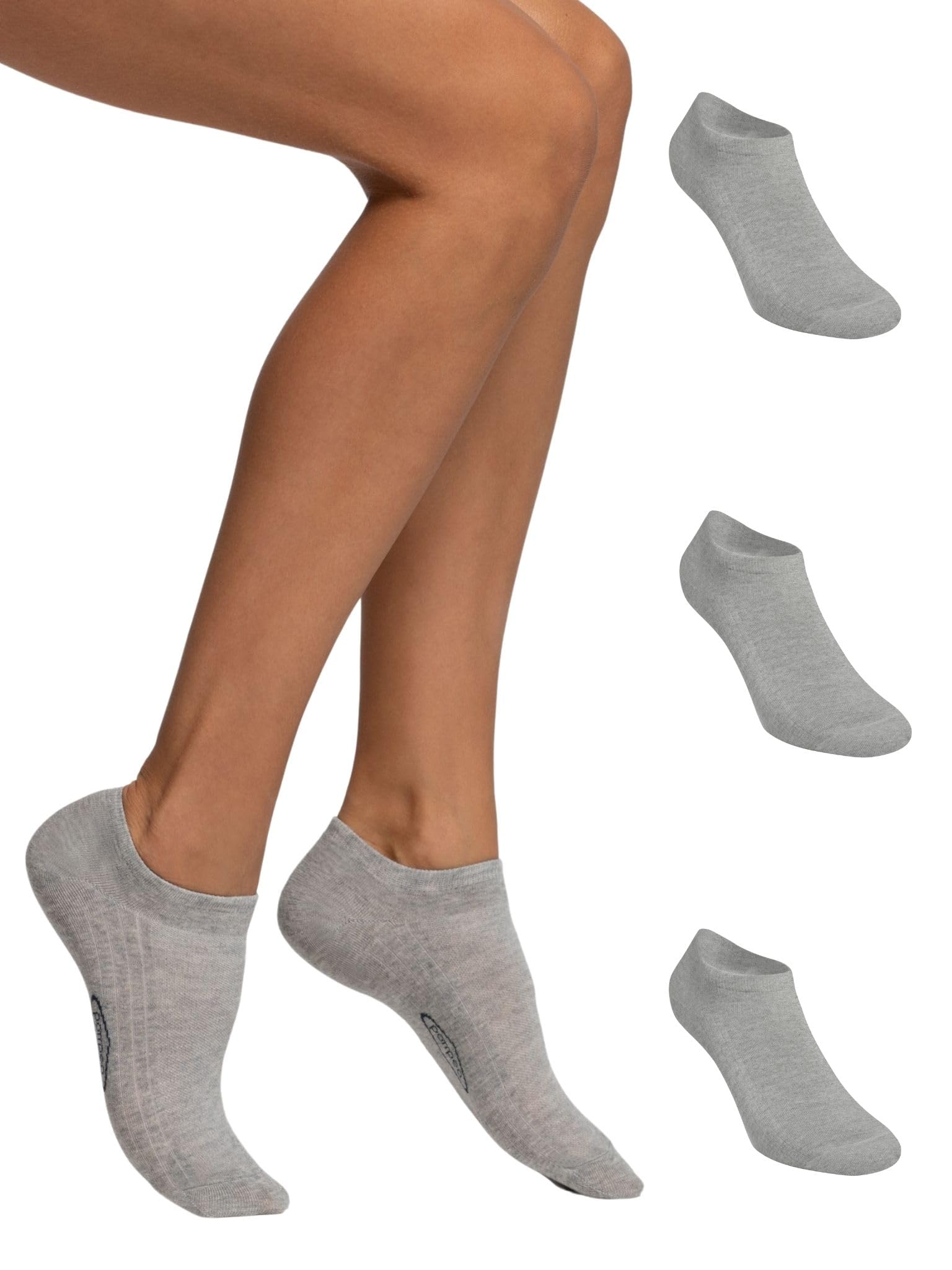 POMPEA 3 Pairs Women's Cotton Socks Short Ankle Socks with Reinforced Toe and He