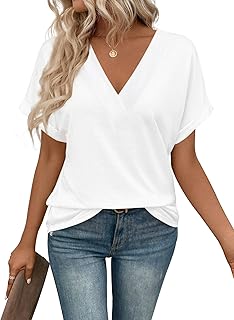 EyMuse T Shirts Short Sleeve V Neck Tees Womens Fashion Tops Trendy Lightweight Soft 2024 Casual Summer Spring Outfits