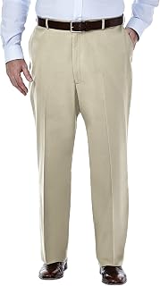 Haggar Men's B&t Premium No Iron Khaki Classic Fit Flat Front Casual Pant